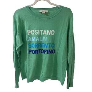 LOFT Positano Amalfi Sorrento Portofino Graphic Sweater Mint Green - Size Medium